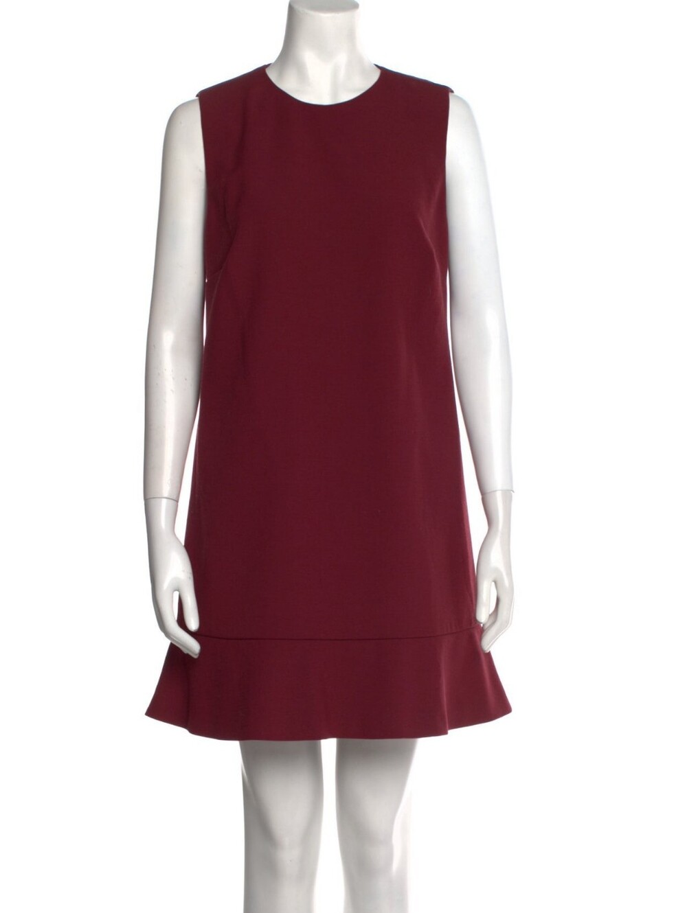 Red Valentino Burgundy Shift Dress with Ruffle Hem Italian Size 48 US 12